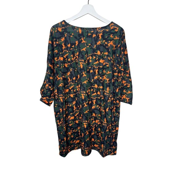 PrettyLittleThing T Shirt Mini Dress Womens 12 Camo Green Orange Casual Fall - Picture 2 of 9